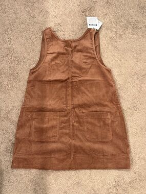 Corduroy Pocket Pinafore Dress - Warm Brown